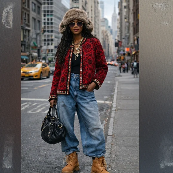 L.L. Bean Black and Red Knit Sweater - Picture 2 of 15